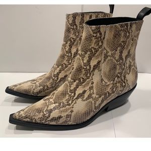 ANINE BING SNAKE PRINT LEATHER BOOTS